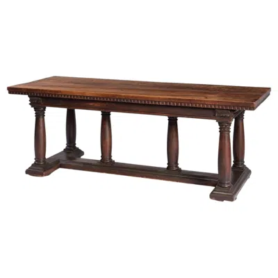 Pre-owned 1stdibs Italian Walnut Column Base Console In Brown