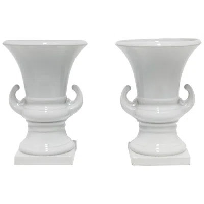Pre-owned 1stdibs Italian White Ceramic Urns Vases, Neoclassical Style, Pair