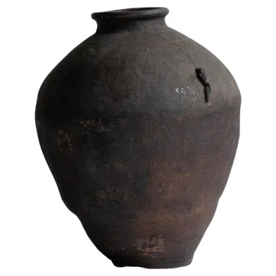 Pre-owned 1stdibs Japanese Antique Wabi-sabi Edo Pottery Vase 18th Century / Tsubo In Black