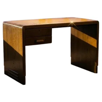 Pre-owned 1stdibs Jean Pascaud Student Desk In Oak France 1930 In Brown