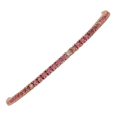Pre-owned 1stdibs Jessamine Pink Sapphire Tennis Bracelet, 14k Rose Gold, Elegant 7" Fine Jewelry In Red