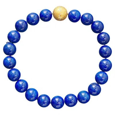 Pre-owned 1stdibs Lapis Bead Nekclace With A Large 18k Gold And Diamond Lock In Multi