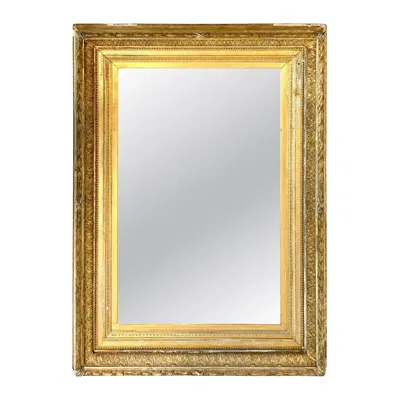Pre-owned 1stdibs Large 19th Century Giltwood Wall Mirror, Carved Foliate Design Frame In Brown