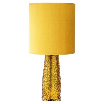 Pre-owned 1stdibs Large Amber Glass Lamp, Custom Made Yellow Lampshade By R. Houben