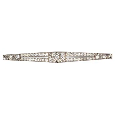 Pre-owned 1stdibs Large Art Deco Platinum Diamond Bar Brooch In Multi