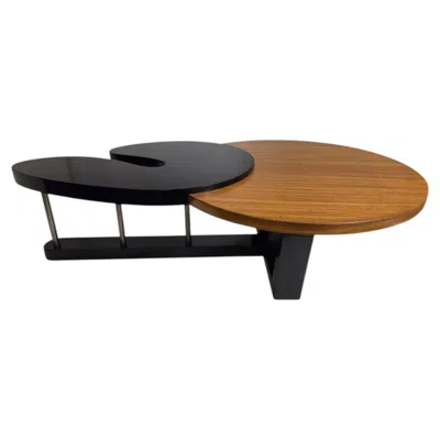Pre-owned 1stdibs Large Biomorphic Kidney Shaped Two Tone Mahogany & Black Coffee / Cocktail Table