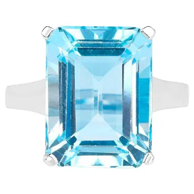 Pre-owned 1stdibs Large Blue Topaz Ring 15.5 Carats Sterling Silver