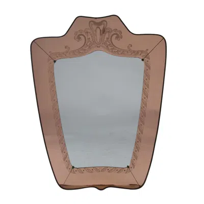 Pre-owned 1stdibs Large Brass Framed Mirror In Gray