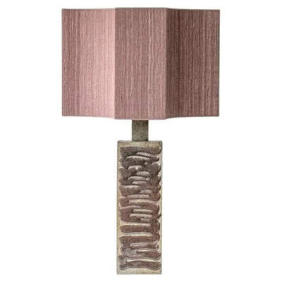 Pre-owned 1stdibs Large Ceramic Lamp Swirl, Custom Dusty Pink Lampshade By R. Houben