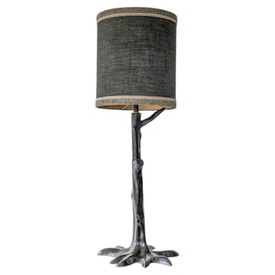 Pre-owned 1stdibs Large Gray Tree Zamac Floor Lamp, Custom Gray Lampshade By R. Houben