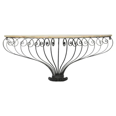 Pre-owned 1stdibs Large Late 19th Century Italian Wrought Iron And Marble Console Table In Sand