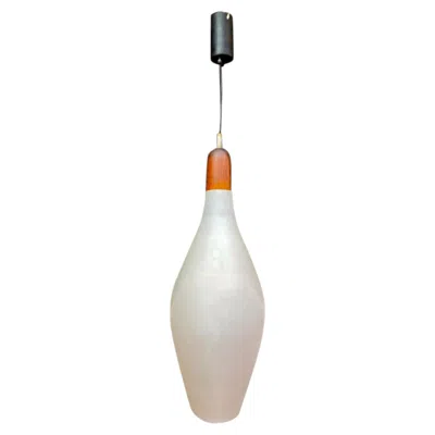 Pre-owned 1stdibs Large Mid-century Modern Scandinavian Pendant Lamp In Opal Glass In Brown