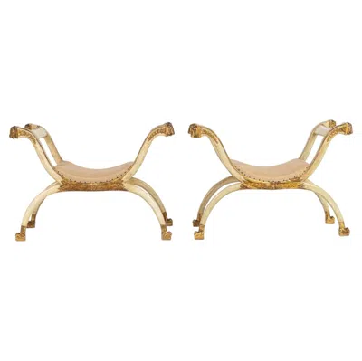 Pre-owned 1stdibs Large Pair Of Early 19th Century Italian Painted Window Seats In Sand
