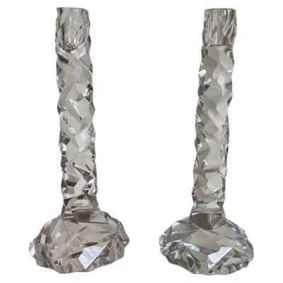 Pre-owned 1stdibs Large Pair Of Faux Rock Crystal Candlesticks, After Van Day Truex In Gray