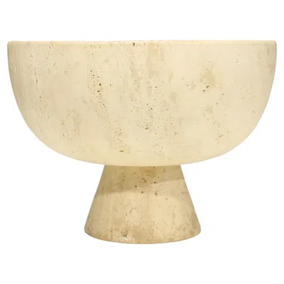 Pre-owned 1stdibs Large Travertine Footed Bowl, Organic Modern Style, 1970s, Italy In Sand