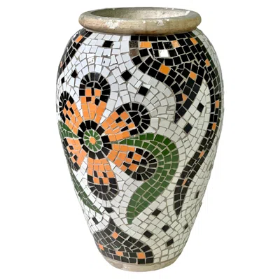 Pre-owned 1stdibs Large Vintage Mediterranean Mosaic Planter In Brown
