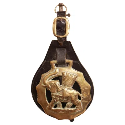 Pre-owned 1stdibs Late 19th Century English Single Brass Leather Horse Strap In Brown