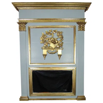 Pre-owned 1stdibs Late 19th Century Large Empire Style Painted Gilt Wood Wall Mirror In Brown