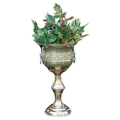 Pre-owned 1stdibs Late 19thc Pressed Brass Planter On Stand In Gray