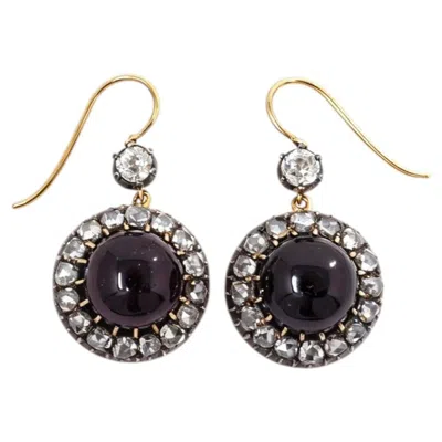Pre-owned 1stdibs Late Victorian Gold & Silver Diamond Garnet Drop Earrings In Multi