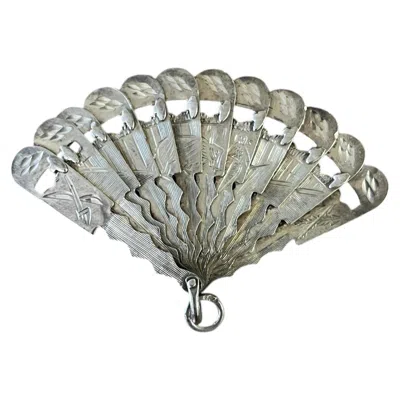Pre-owned 1stdibs Late Victorian Silver Mechanical Folding Fan Pendant Circa 1900 In Multi