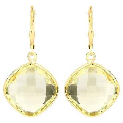 Pre-owned 1stdibs Lemon Quartz Earrings 21.3 Carats Gold Plated Silver In Multi