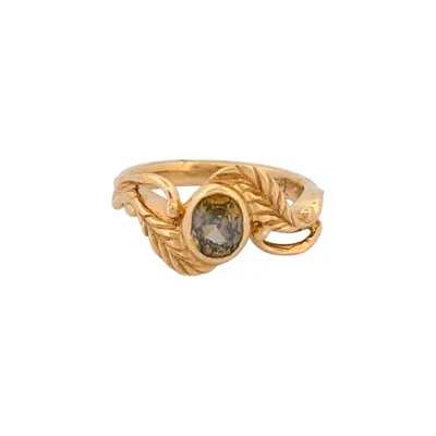 Pre-owned 1stdibs Leontine 14k Yellow Gold Sapphire Ring Size 7.5 Elegant Blue Gemstone Ring