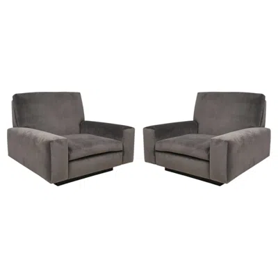 Pre-owned 1stdibs Lerebours Bespoke Pair Of Low Lounge Chairs In Gray