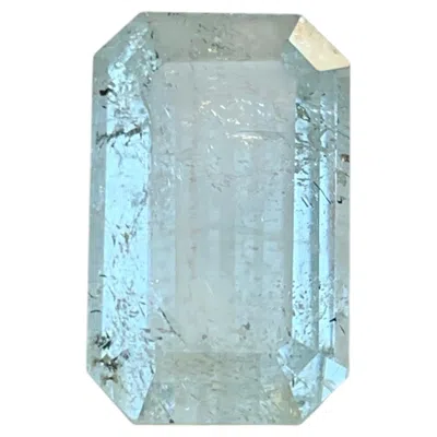 Pre-owned 1stdibs Light Pastel Blue Natural Aquamarine 7.44 Ct Emerald Cut Loose Gemstone For Ring In Green