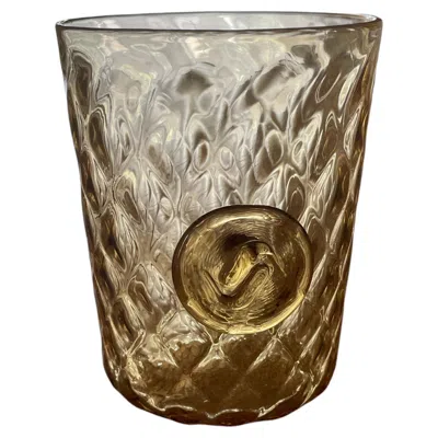 Pre-owned 1stdibs Limited Edition Set Of Two Hand-blown Murano Glass Tumblers By Vistosi In Brown