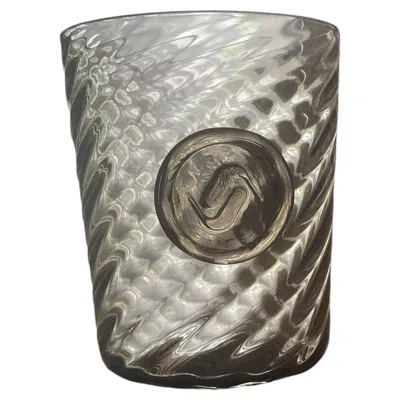 Pre-owned 1stdibs Limited Edition Set Of Two Hand-blown Murano Glass Tumblers By Vistosi In Gray