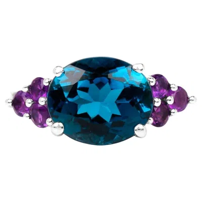 Pre-owned 1stdibs London Blue Topaz Cocktail Ring Amethyst Setting 6.65 Carats In Purple