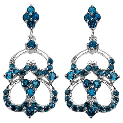 Pre-owned 1stdibs London Blue Topaz Dangle Earrings 4.8 Carats Sterling Silver