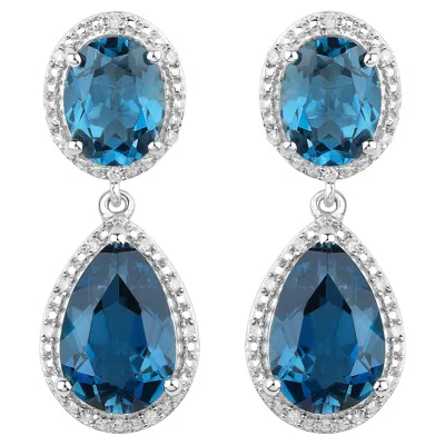Pre-owned 1stdibs London Blue Topaz Earrings Diamond Setting 11.45 Carats Total