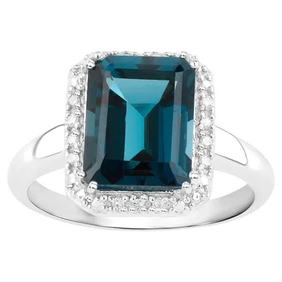 Pre-owned 1stdibs London Blue Topaz Ring Diamond Halo 3.89 Carats