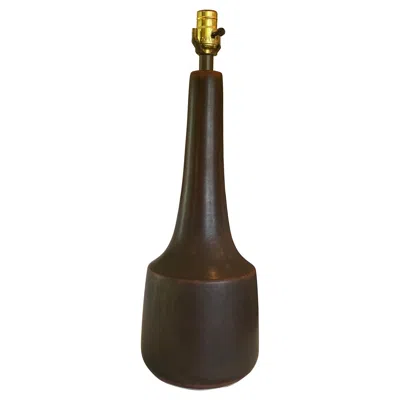 Pre-owned 1stdibs Lotte And Gunnar Bostlund Brown Glazed Table Lamp