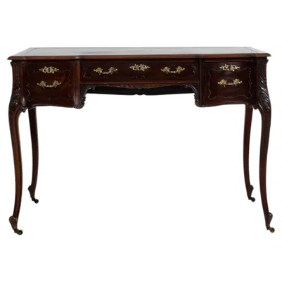 Pre-owned 1stdibs Louis Xv Desk With Brass Details On Casters In Brown