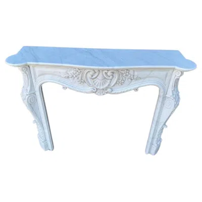 Pre-owned 1stdibs Louis Xv Style Carrara Marble Mantel, Regency Design, France, 1980 In Blue
