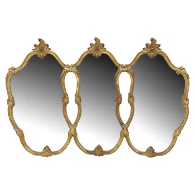Pre-owned 1stdibs Louis Xv Style Giltwood Triple-panel Wall Mirror, France, 1960 In Brown