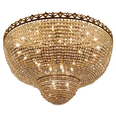 Pre-owned 1stdibs Low Huge Flush Mount Crystal Chandelier Empire Big Palace Lamp Chateau Lustre In Brown