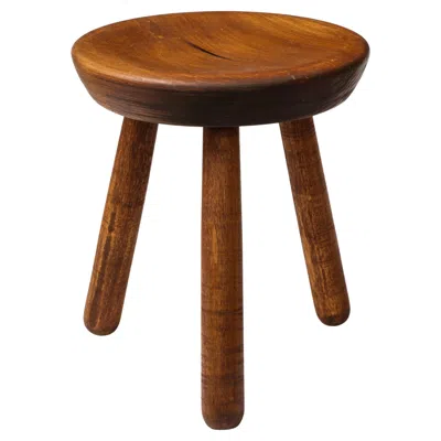 Pre-owned 1stdibs Low Stained Pine Milking Stool, 21st C. In Brown