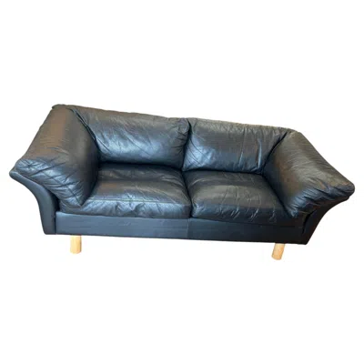 Pre-owned 1stdibs Luxurious Scandinavian Midcentury Modern Black Leather Sofa By Stouby