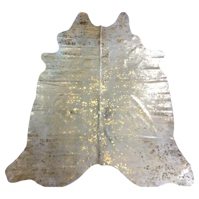 Pre-owned 1stdibs Luxury Natural Free Form Leather Gold Metallic Rug In Gray