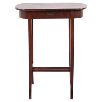 Pre-owned 1stdibs Mahogany Lamp Table Or Sewing Table With Brass Lock & Tapered Legs From The 1920 In Brown