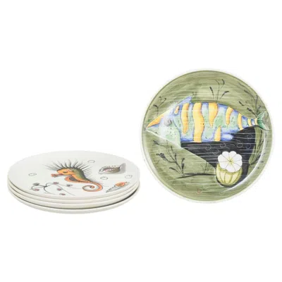 Pre-owned 1stdibs Mancioli, Italy. Five Hand-decorated Faience Plates With Colourful Motifs. 1960s In Sand