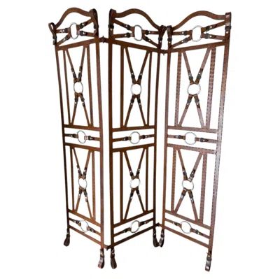 Pre-owned 1stdibs Manner Of Jacques Adnet For Hermès Folding Screen Or Room Divider In Brown