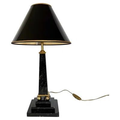 Pre-owned 1stdibs Marble And Brass Obelisk Table Lamp, Late 19th Century In Black