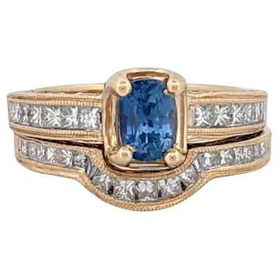 Pre-owned 1stdibs Marisol 14k Yellow Gold Wedding Set With 1.25 Ct Tanzanite Center