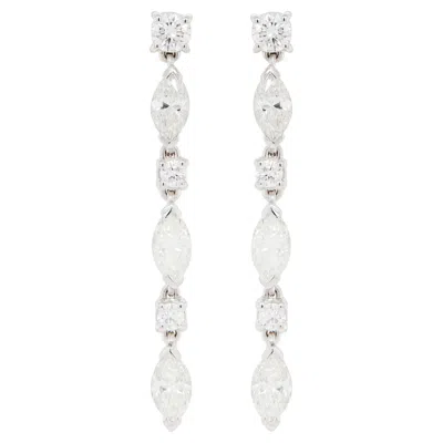 Pre-owned 1stdibs Marquise Cut And Brilliant Cut Diamond 18 Carat White Gold Dangle Drop Earrings