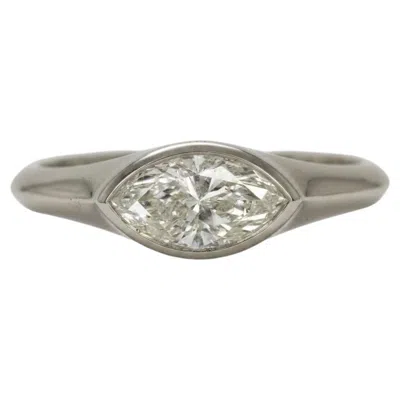 Pre-owned 1stdibs Marquise Cut Diamond East West Solitaire Ring In Platinum In Multi